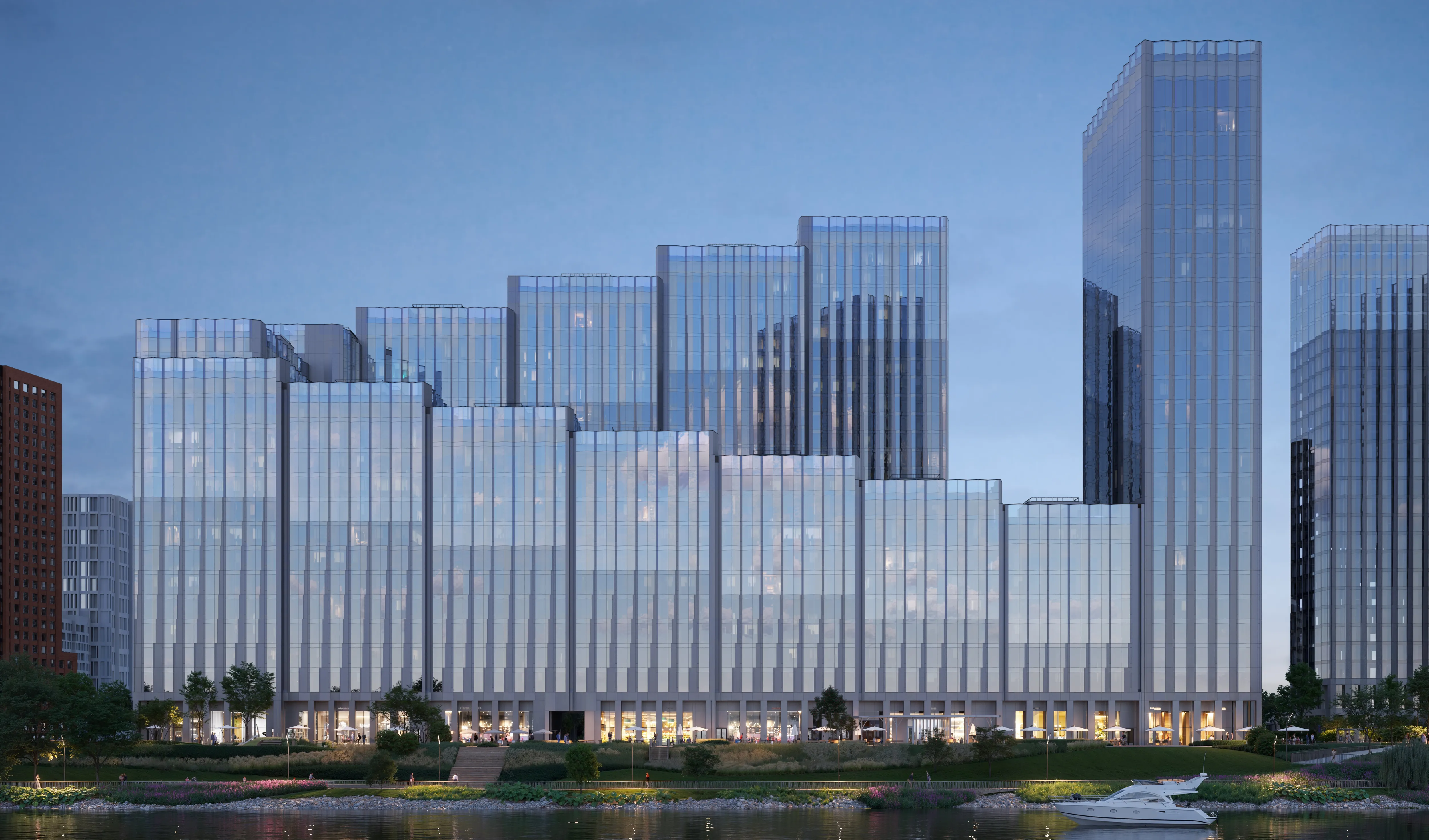 Панорамные окна и стеклянные фасады ЖК Береговой обеспечивают максимальное проникновение естественного света в квартиры